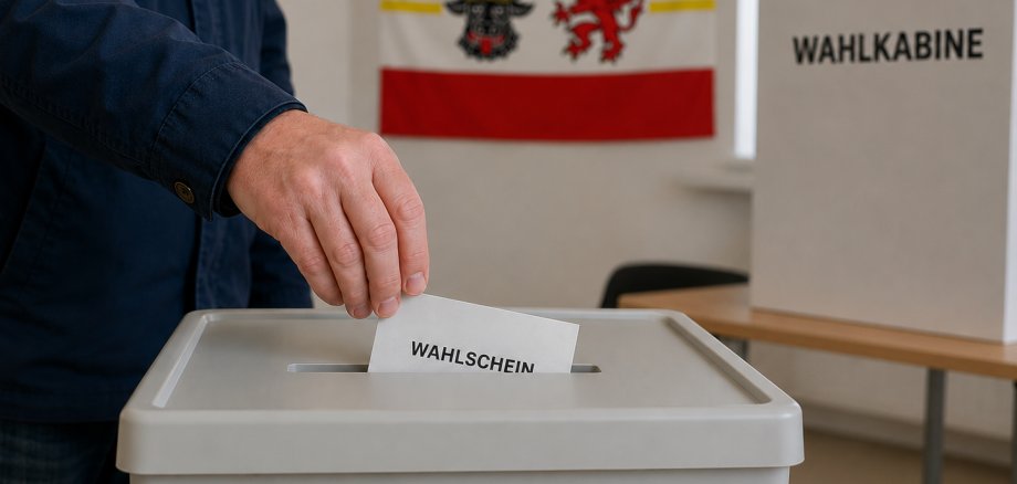 Bürger, der einen Wahlschein in die Wahlurne wirft - KI generiert