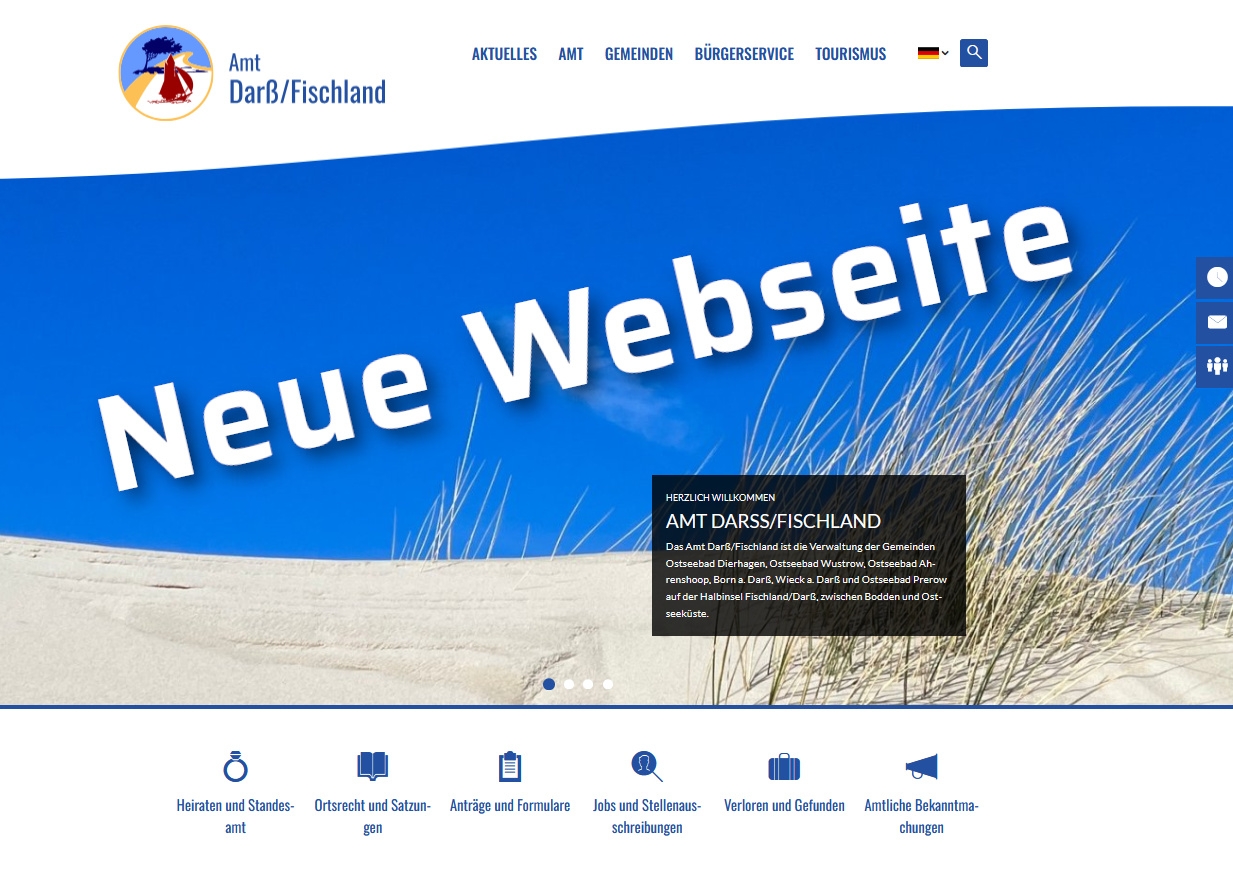 Eine neue Webseite des Amtes Darß/Fischland
